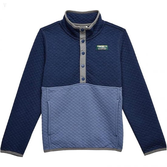 L.L.Bean Quilted Snap 1/4 Pullover (Little Kids) Nautical Navy/Vintage Indigo ID-ZgHwB8IC