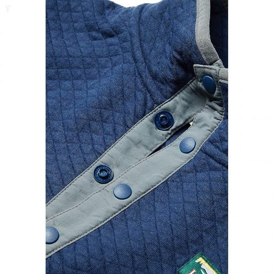 L.L.Bean Quilted Snap 1/4 Pullover (Big Kids) Nautical Navy/Vintage Indigo ID-4IARdjsX