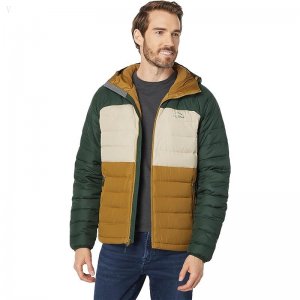 L.L.Bean Bean's Down Hooded Jacket Color-Block Fatigue Green/Deep Balsam ID-RJVu7Ktz