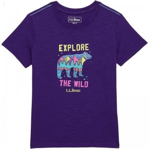 L.L.Bean Graphic Tee Glow in the Dark (Big Kids) Rich Purple Explore Wild ID-v8kQk3PL