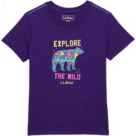 L.L.Bean Graphic Tee Glow in the Dark (Big Kids) Rich Purple Explore Wild ID-v8kQk3PL