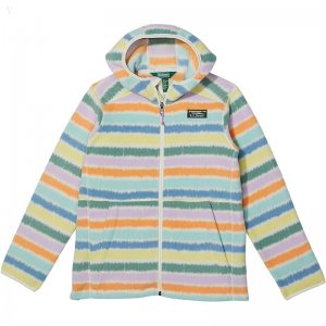 L.L.Bean Mountain Classic Fleece Hooded Print (Little Kids) Cream Multi Stripe ID-PFsMw6h2