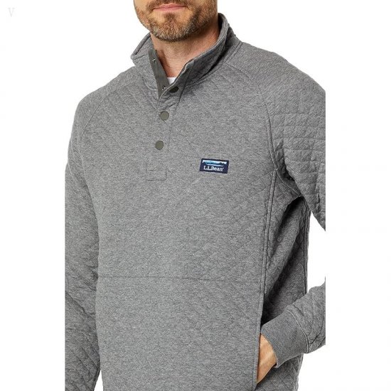 L.L.Bean Quilted Sweatshirt Gray Heather ID-EZYouMyu