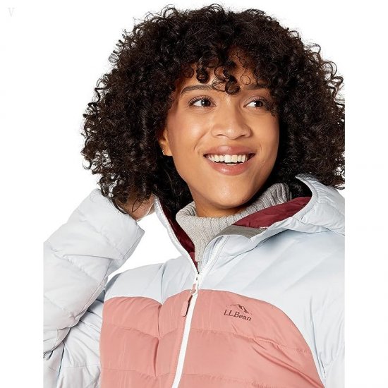 L.L.Bean Bean\'s Down Hooded Jacket Color-Block Nautical Navy/Sugarplum ID-xHiKanjs