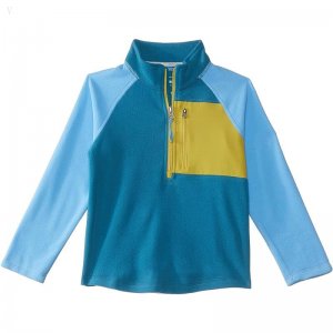 L.L.Bean Fitness Fleece 1/4 Zip (Big Kids) Mallard Teal/Cool Blue ID-EKtK9FOG