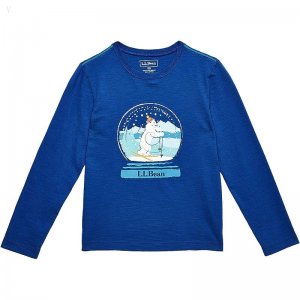 L.L.Bean Graphic Tee Glow in the Dark Long Sleeve (Big Kids) Indigo Ink Snow Globe ID-Dgb54hkR
