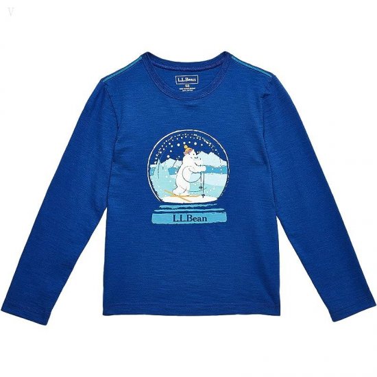 L.L.Bean Graphic Tee Glow in the Dark Long Sleeve (Big Kids) Indigo Ink Snow Globe ID-Dgb54hkR