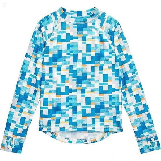 L.L.Bean Wicked Warm Midweight Underwear Top Print (Big Kids) Astral Blue Geo ID-54CmuMob