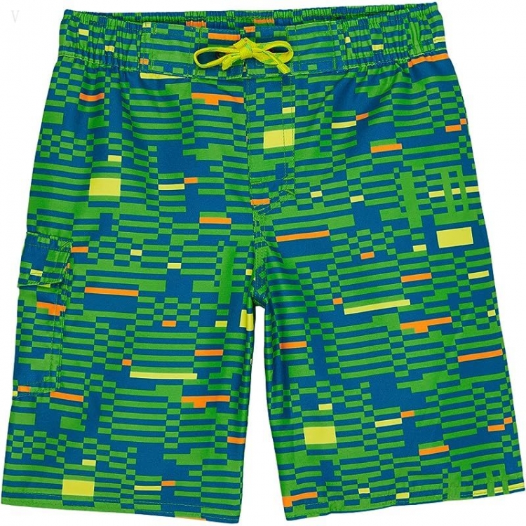 L.L.Bean Beansport Swim Shorts Print (Little Kids) Bright Kelly Geo ID-YzlUknvk - Click Image to Close