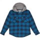 L.L.Bean Fleece Lined Flannel Shirt Hooded Plaid (Little Kids) Marine Blue ID-U7JvLGMx