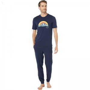 L.L.Bean Wicked Soft Knit Pajamas Short Sleeve Regular Classic Navy ID-uY9W5gwm