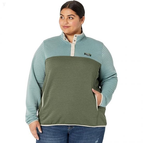 L.L.Bean Plus Size Airlight Knit Pullover Color-Block Sea Pine Heather/Forest Shade Heather ID-lYsu0BfX
