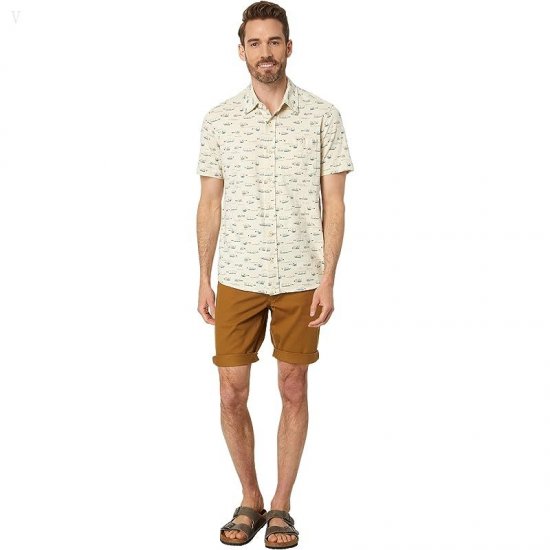 L.L.Bean Lakewashed Organic Short Sleeve Button-Down Message in A Bottle ID-GKpQcoBR