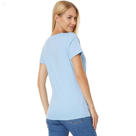L.L.Bean Pima Tops Shaped V-Neck Short Sleeve Tee Lake ID-Oc8K5Rac