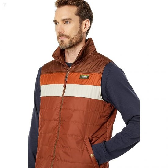 L.L.Bean Mountain Classic Puffer Vest Color-Block Dark Russet/Dark Barley ID-7pBg7dMi
