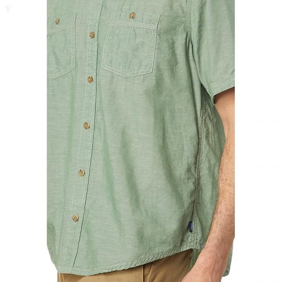 L.L.Bean Rugged Linen Short Sleeve Shirt Traditional Fit Light Everglade ID-XXN4OVUR