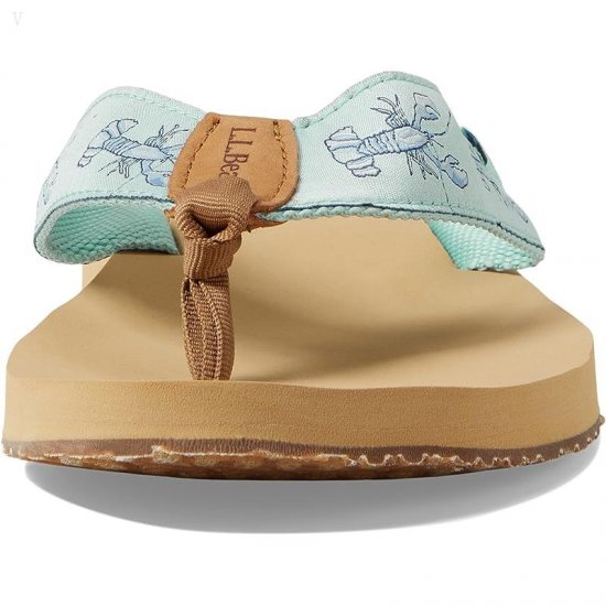 L.L.Bean Maine Isle Flip-Flop Sara Fitz Woven Aqua Teal Lobster ID-ZILGN8kq