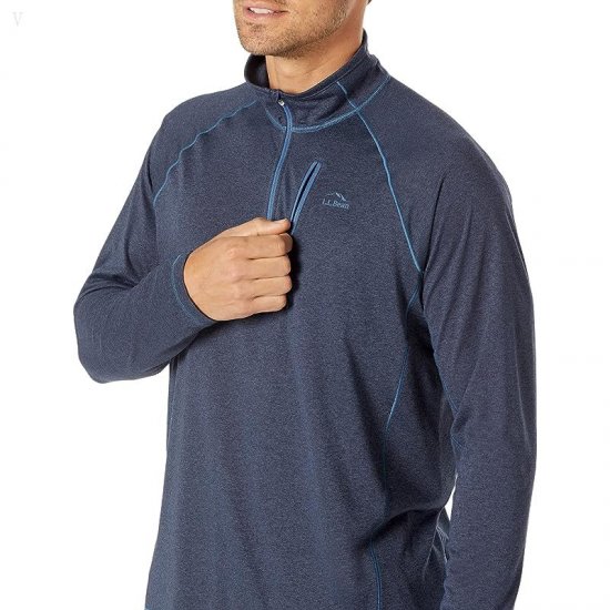 L.L.Bean Quick Dry Trail Tee 1/4 Zip Carbon Navy ID-3hCTou37