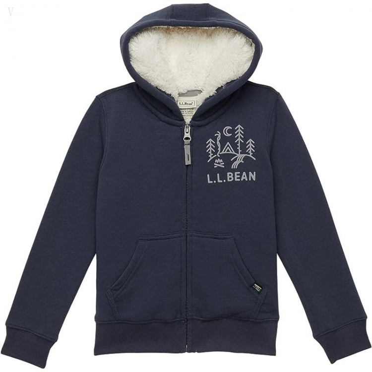 L.L.Bean Sherpa-Lined Hoodie (Little Kids) Carbon Navy ID-W4x5AkLi - Click Image to Close