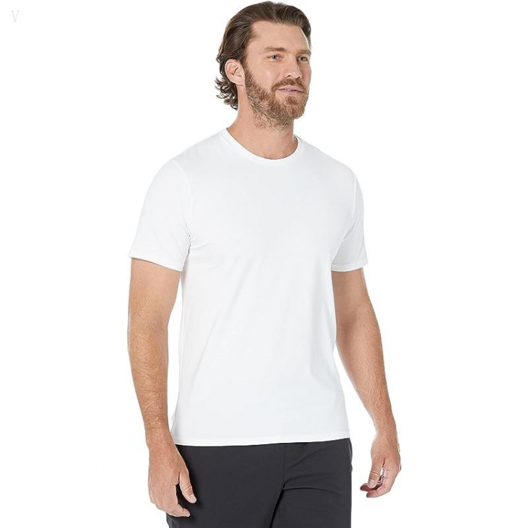 L.L.Bean Comfort Stretch Pima Short Sleeve Tee Shirt White ID-5zeeK7nm - Click Image to Close