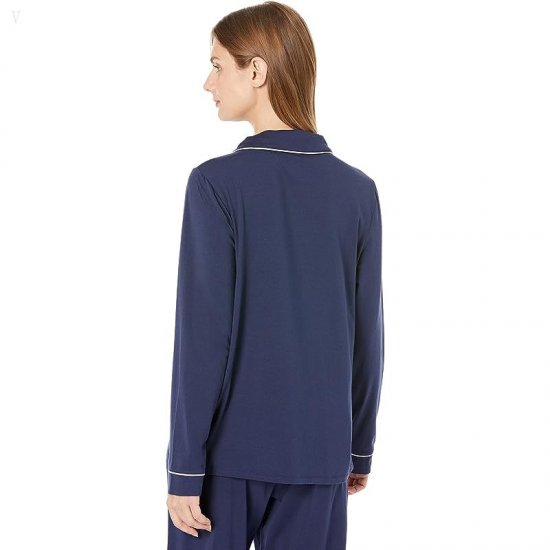L.L.Bean Super Soft Shrink-Free Button Front Pajama Set Bright Navy ID-bjH3sB07