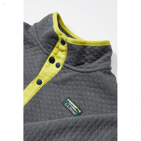 L.L.Bean Quilted Snap 1/4 Pullover (Big Kids) Charcoal Heather/Nautical Navy ID-nM95AJwO