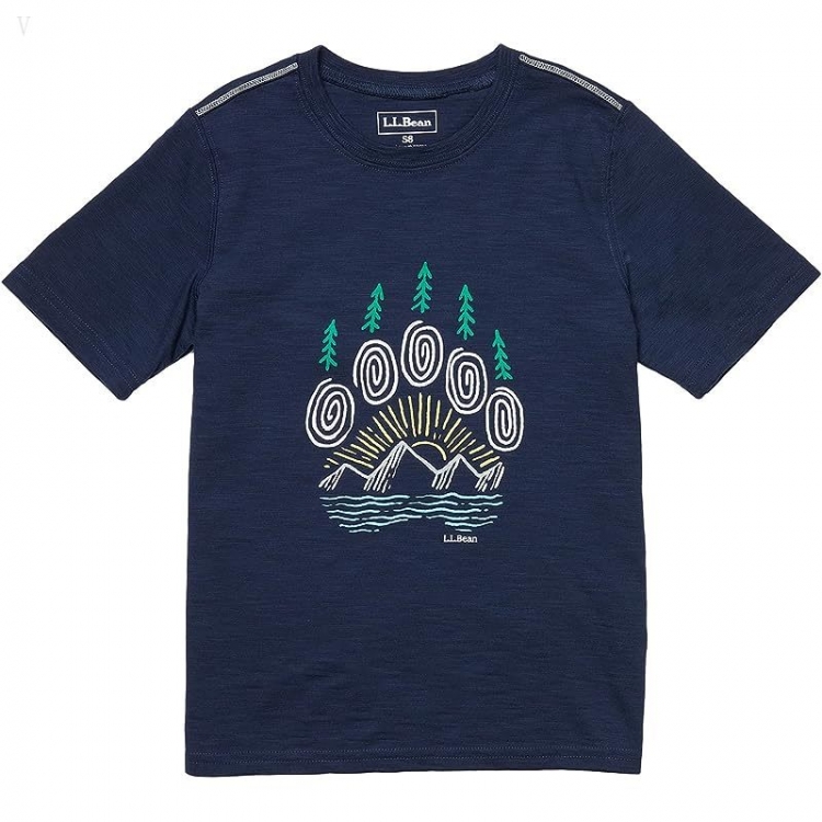 L.L.Bean Graphic Tee Glow in the Dark (Big Kids) Nautical Navy Bear Claw ID-2TddVZIX - Click Image to Close