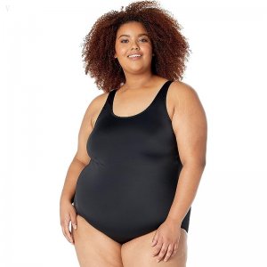 L.L.Bean Plus Size BeanSport Scoop Neck Tanksuit Black ID-dip25AS4