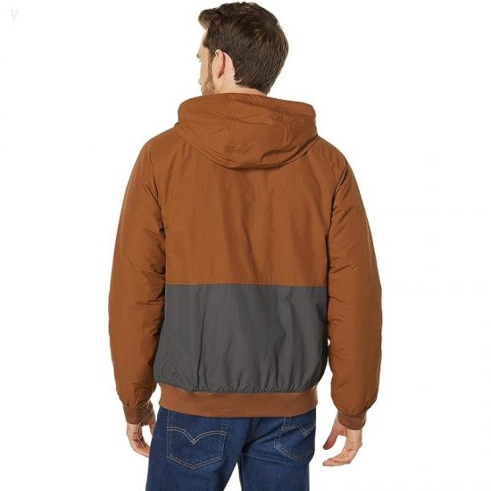 L.L.Bean Insulated Bomber Hoodie Color-Block Hazelnut/Alloy Gray ID-iScPdrHQ