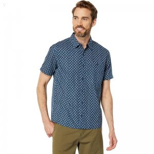 L.L.Bean Signature Woven Cotton Short Sleeve Shirt Regular Mariner Blue ID-le75NJae