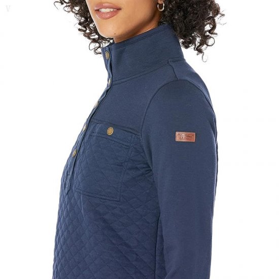 L.L.Bean Quilted Sweatshirt Mock Neck Tunic Classic Navy ID-4yl8lRZp
