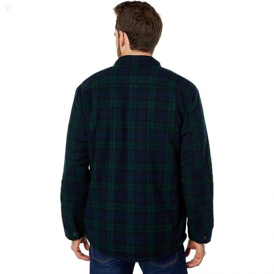 L.L.Bean Sherpa Lined Scotch Plaid Shirt Long Sleeve Regular Black Watch ID-wSRll989