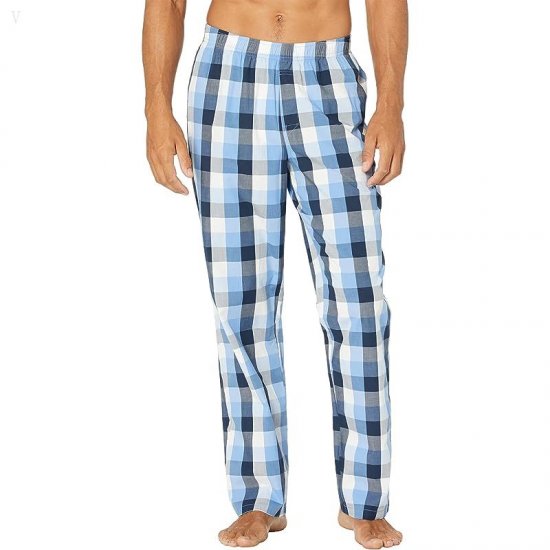 L.L.Bean Comfort Stretch Woven Sleep Pants Regular Arctic Blue Check ID-ywGzCcMS