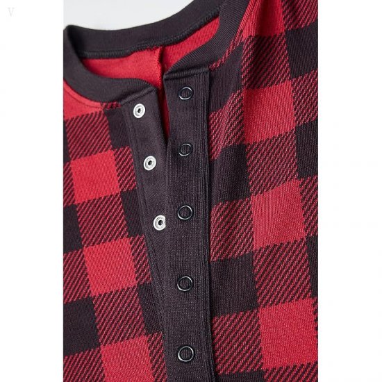 L.L.Bean Organic Cotton Fitted One-Piece (Big Kids) Deep Red Buffalo Check ID-RGXhxSxs