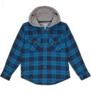 L.L.Bean Fleece Lined Flannel Shirt Hooded Plaid (Little Kids) Marine Blue ID-XWyJvqdS
