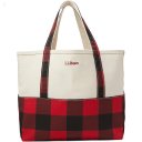 L.L.Bean High Bottom Tote Medium Mountain Red Buffalo Check ID-TdpuX4M6