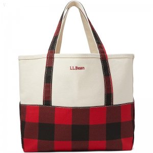 L.L.Bean High Bottom Tote Medium Mountain Red Buffalo Check ID-TdpuX4M6