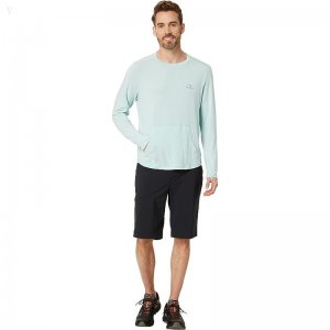 L.L.Bean Tropicwear Comfort Crew Long Sleeve Regular Pale Turquoise ID-oZRmq10U