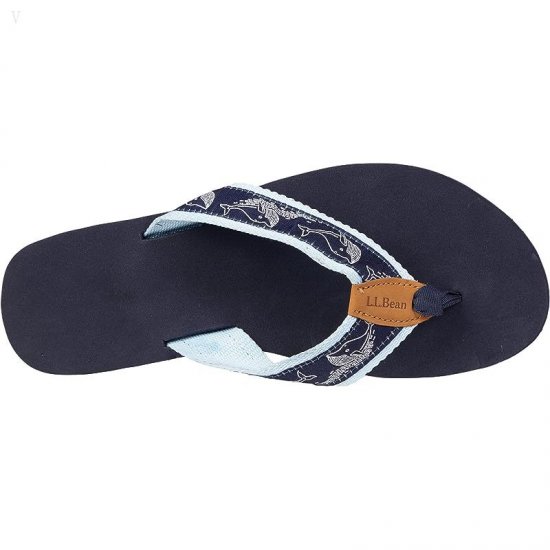 L.L.Bean Classic Maine Isle Flip-Flop 3 Motif Classic Navy Whale/Blue Haze ID-q28Gg5wx