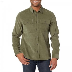 L.L.Bean Signature Microwale Corduroy Shirt Regular Dusty Olive ID-8bECC6lR