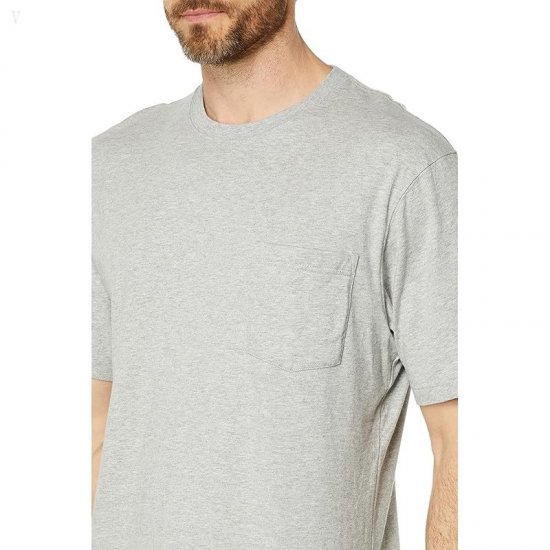 L.L.Bean Carefree Unshrinkable Tee with Pocket Short Sleeve Gray Heather ID-yutFdarE