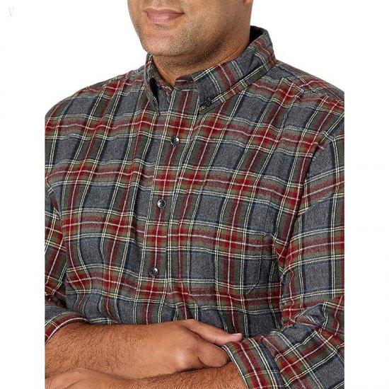 L.L.Bean Scotch Plaid Flannel Traditional Fit Shirt - Tall Grey Stewart ID-1ooVSLCA