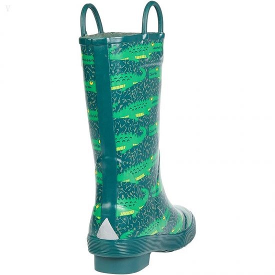 L.L.Bean Puddle Stompers Rain Boots Print (Toddler/Little Kid) Darkest Green Gator ID-QOlmX88y
