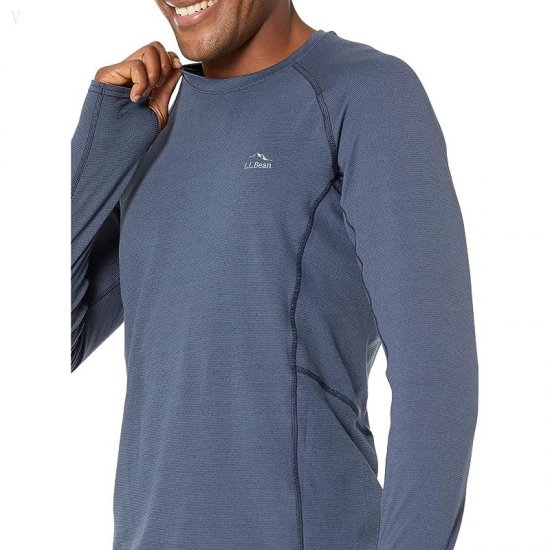 L.L.Bean Midweight Base Layer Crew Long Sleeve - Tall Carbon Navy ID-j2Zhmlmo