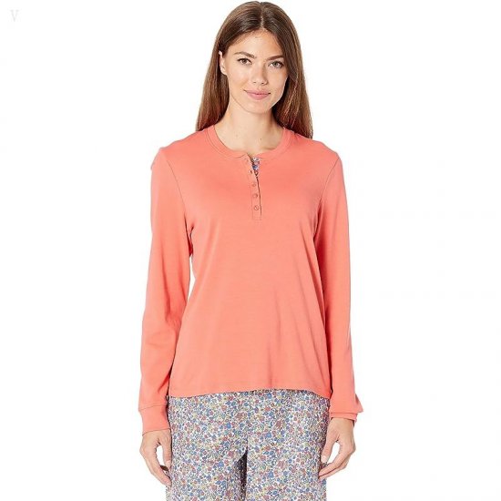 L.L.Bean Cozy Pajama Set Print Coral Red Floral ID-WMZKKQTX