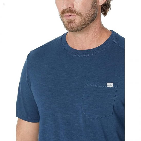 L.L.Bean Explorer Slub Tee Short Sleeve Nautical Navy ID-OWaC70dR