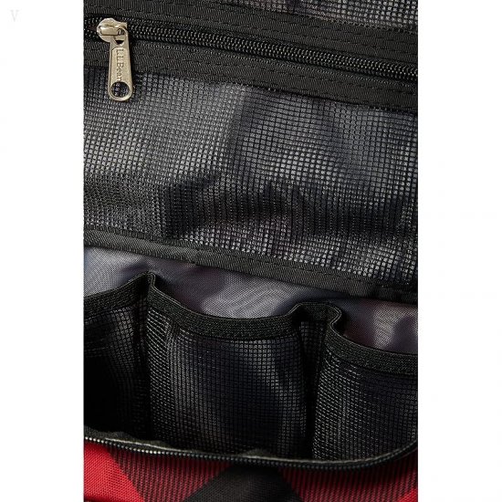 L.L.Bean Personal Organizer Toiletry Kit Print Red Buffalo Plaid ID-SofUxKdW