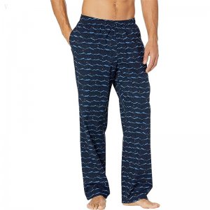 L.L.Bean Comfort Stretch Woven Sleep Pants Regular Classic Navy Night Mountain ID-VqOWY3BV