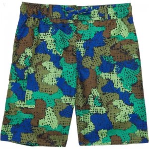 L.L.Bean Beansport Swim Shorts Print (Little Kids) Bright Kelly Green Cross Hatch Camo ID-sh9XbPrs