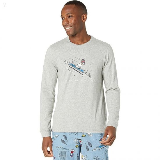 L.L.Bean Camp Pajamas Set Regular Light Gray Heather ID-49827k1Q